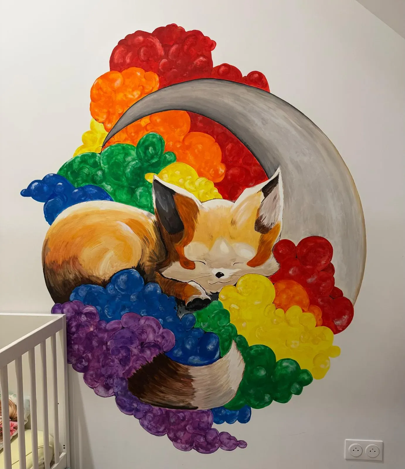 Renard endormi sur la lune, chambre de bébé